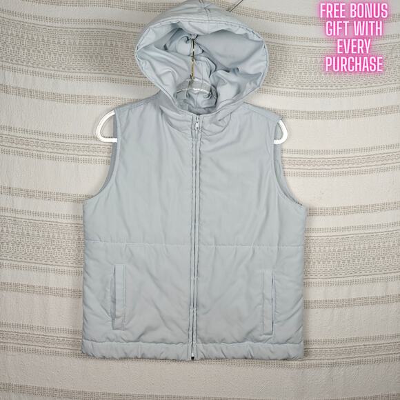 Gap Powder Blue Hooded Puffer Vest with Pockets Size M - Picture 1 of 9